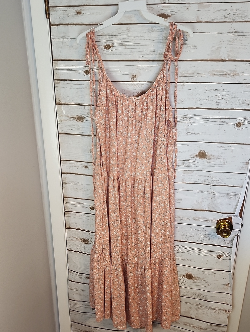 Sleeveless Peach Floral Tiered Sundress New Boutique